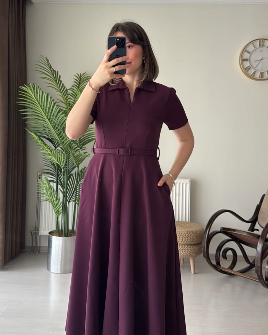 Robe à col polo et demi-fermeture éclair